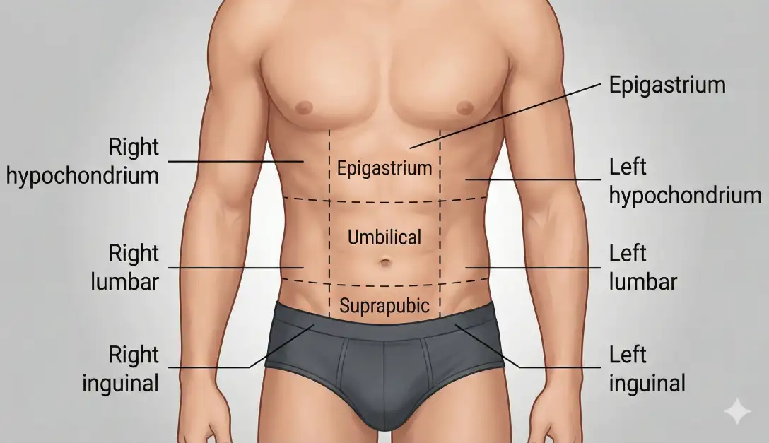 The nine regions of the abdomen